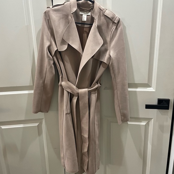 H&M Jackets & Coats Hm Blush Faux Suede Trench Coat Poshmark